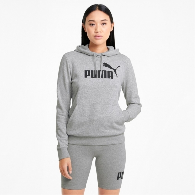 Puma Leisure Hoodie Essentials Logo - Cotton - Light Grey Women